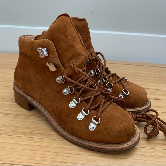 RARE Jeffrey Campbell Free People Brown Suede Lace Up Hiking Boots 8 NWT - Picture 1 of 5